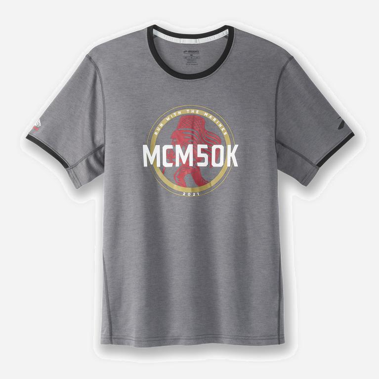 Brooks Mcm21 Distance Graphic Ss NZ - Men's Short Sleeve Running Shirt - Shadow Grey/50K (83529-BZHJ